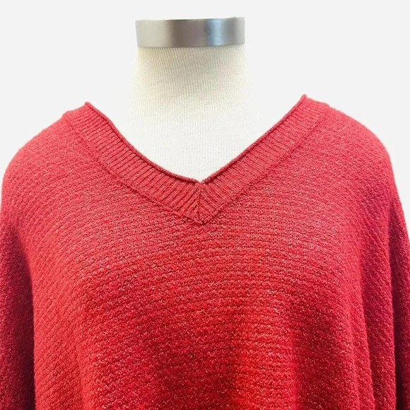 NWT SONOMA Women Long Sleeve V-Neck Pullover Oversized Red Sweater Plus Size 3X - Picture 3 of 11